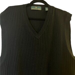 Embassy Row 2-Ply 100% Cashmere Ribbed V-Neck Black Sweater Vest XXL